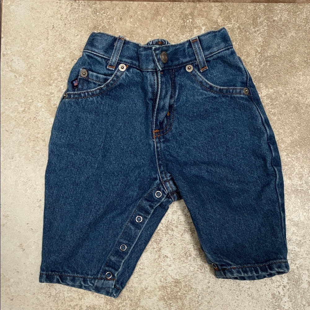 Polo by Ralph Lauren Navy Blue Denim Snap Crotch Kids Jeans
